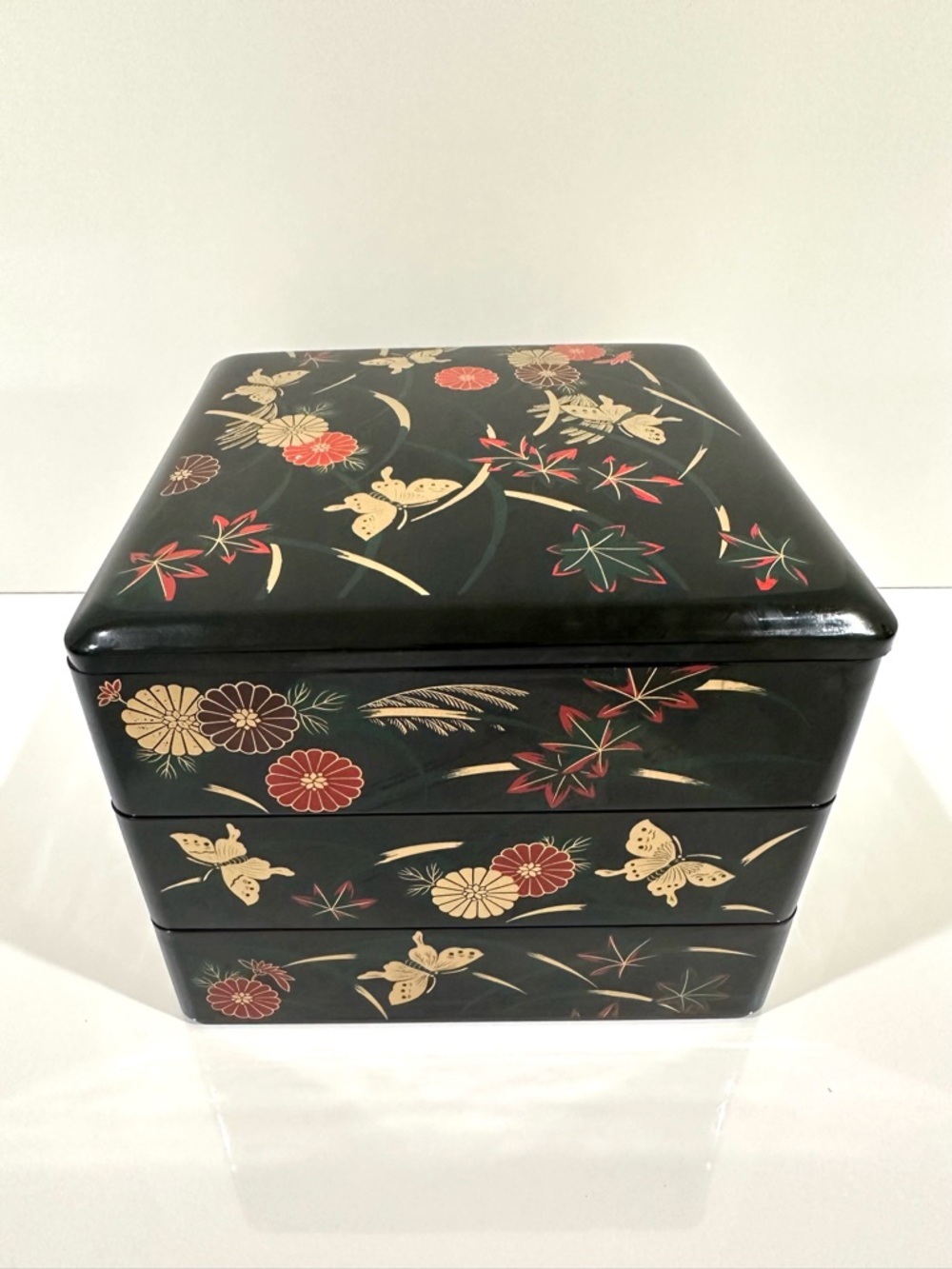 Asian Oriental 3 Tier Stacking Boxes Jewelry Trinkets Chinese Japanese Decor